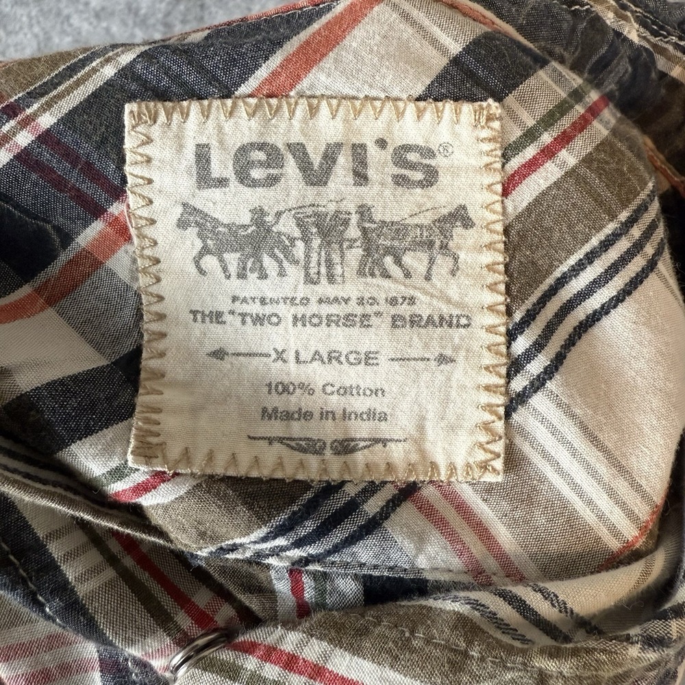 Levis Shirt Mens XL Multicolor Plaid Pearl Snap Outdoors Pockets Western - Picture 8 of 11